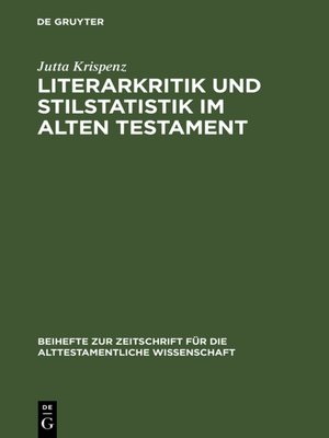cover image of Literarkritik und Stilstatistik im Alten Testament